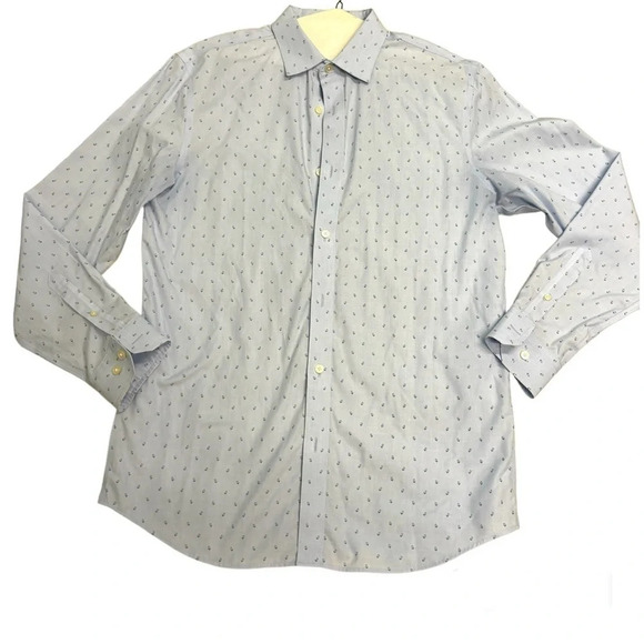 Banana republic Non-iron standard fit light blue flower button down shirt med - Picture 2 of 8